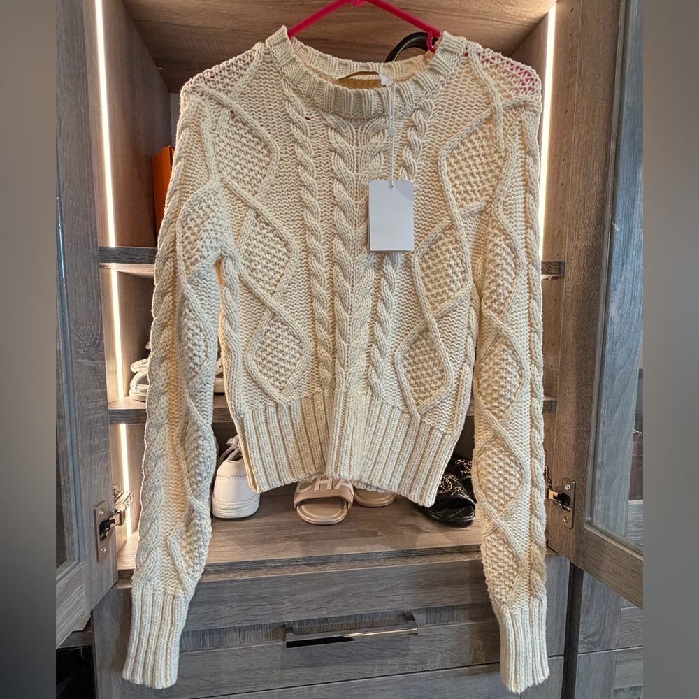 Zimmermann Natura Cream Cable Sweater, Sz 1